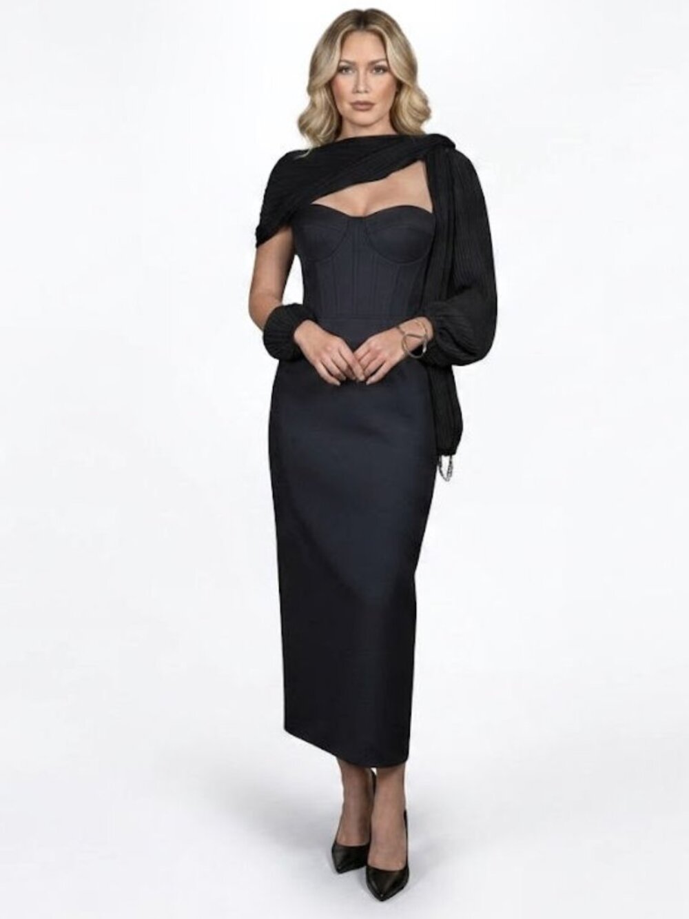 Gabriela Hearst Kyteler Embellished Off The Shoulder Dress, Navy, Womens Size 38